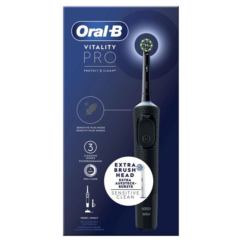 BRAUN ORAL-B CEPILLO VITALITY PRO CON 2 RECAMBIOS NEGRO