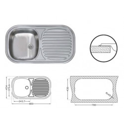 FREGADERO INOX 1CENO 1E...
